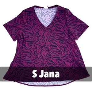 Jana Zebra Print V-Neck Top